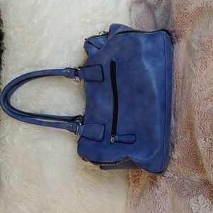 💚Nicole Miller Blue zipper satchel with crossbody strap
